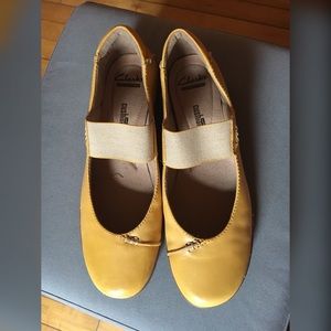 Yellow Clarks Mary Janes